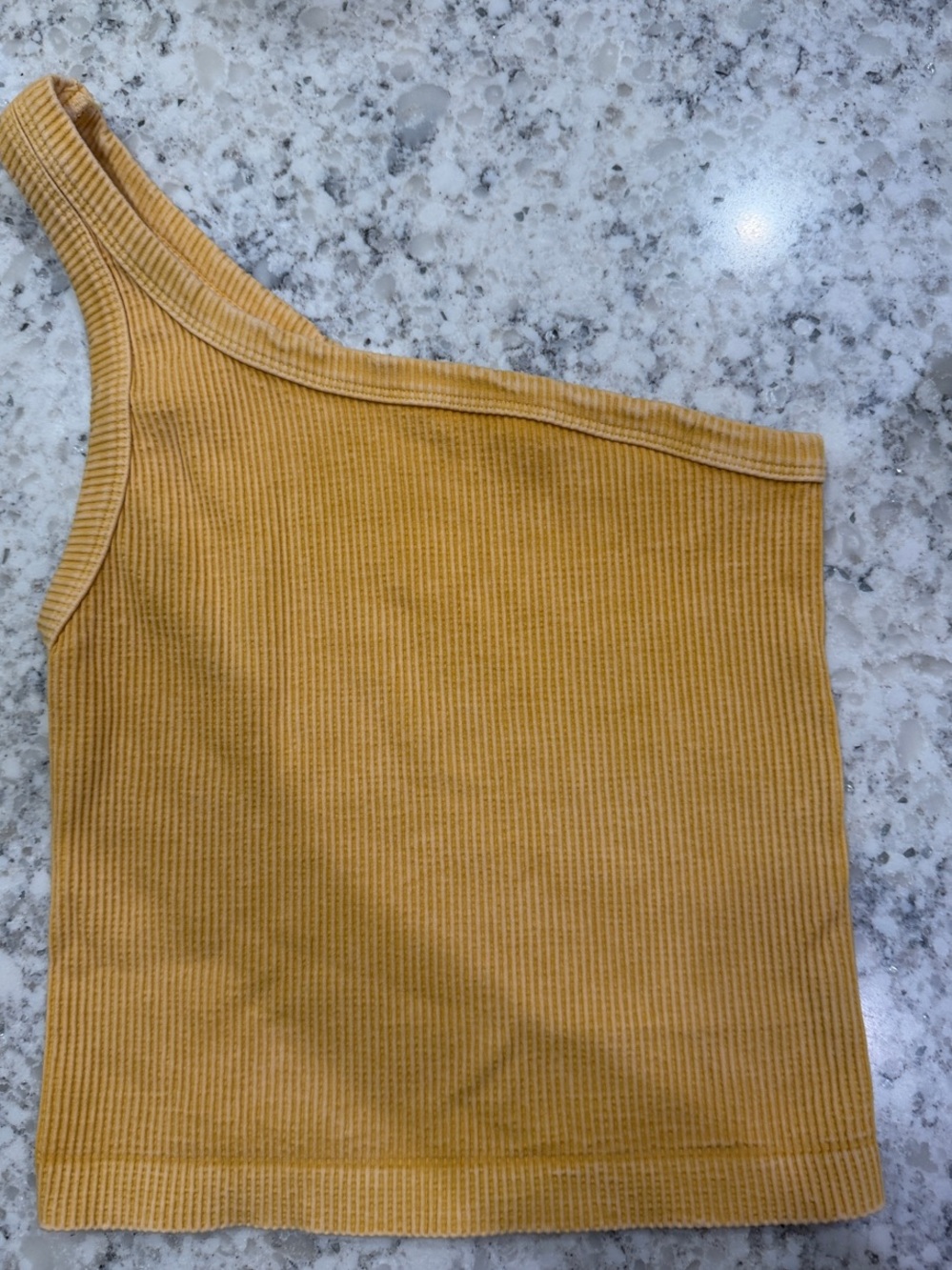Nikibiki One-Shoulder Ribbed Tank Top - Mustard Yellow